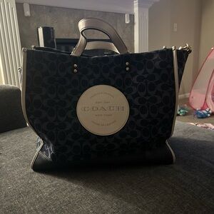 Coach Navy and Cream Signature Tote
